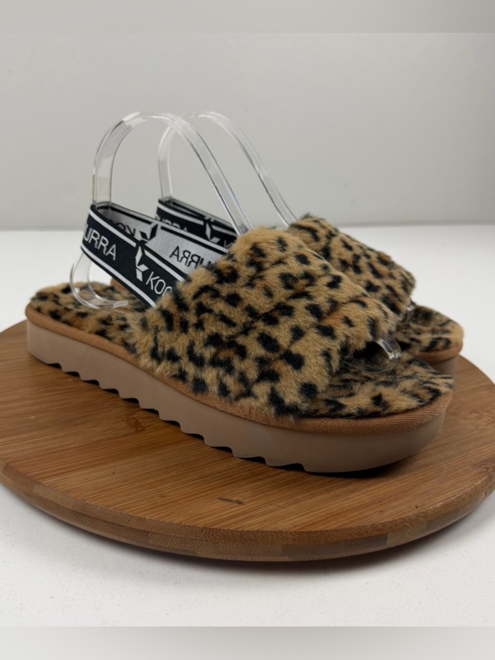 Koolaburra Leopard Print Fuzzy Slide Sandals - Tan/Black